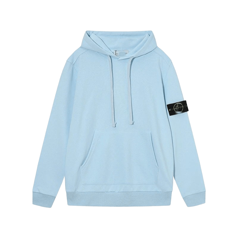 Stone Island Light Blue Cotton Hoodie: 90s Unisex Workwear