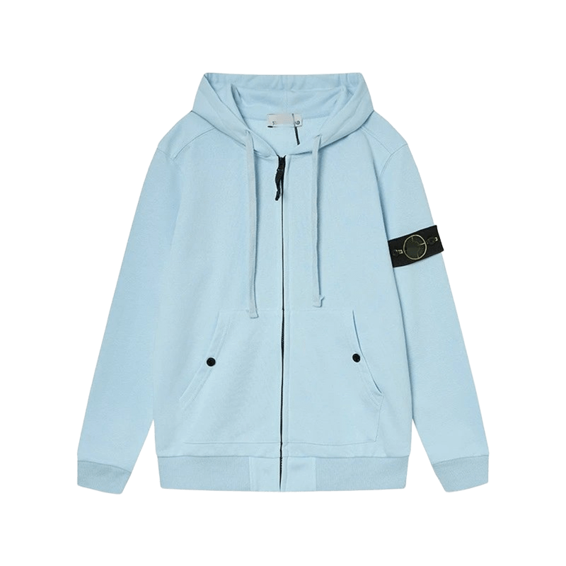 Stone Island Light Blue Zip Hoodie | Unisex Streetwear