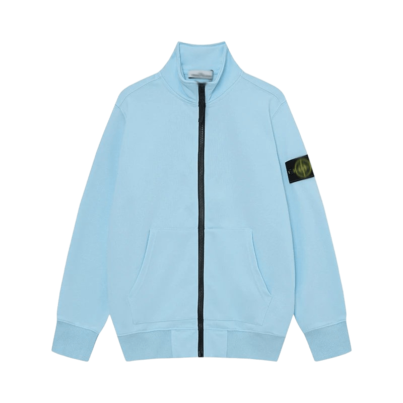 Stone Island Light Blue Zip Hoodie: Unisex, Warm & Cozy