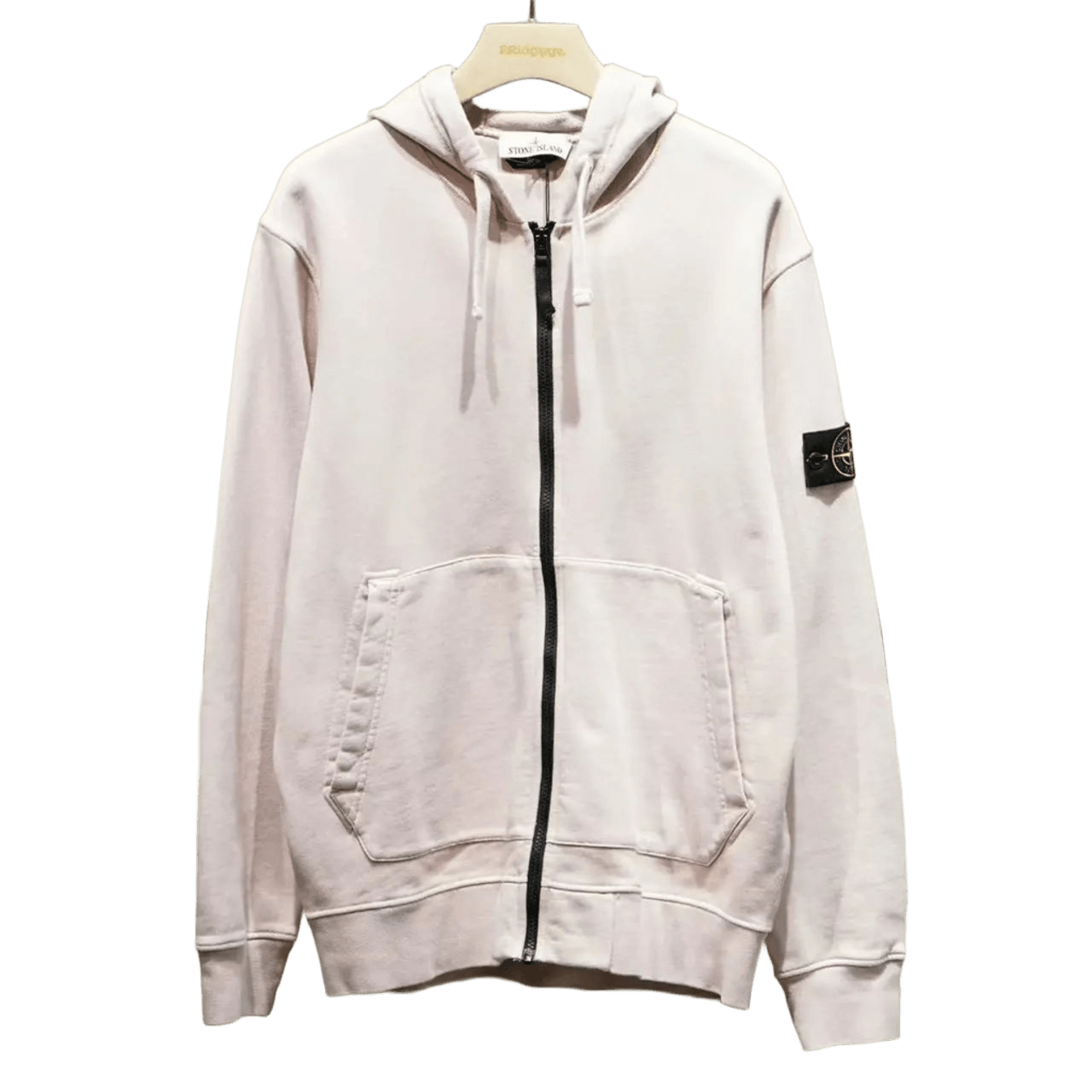 Stone Island Light Pink Hoodie: Unisex Cotton Zip-Up