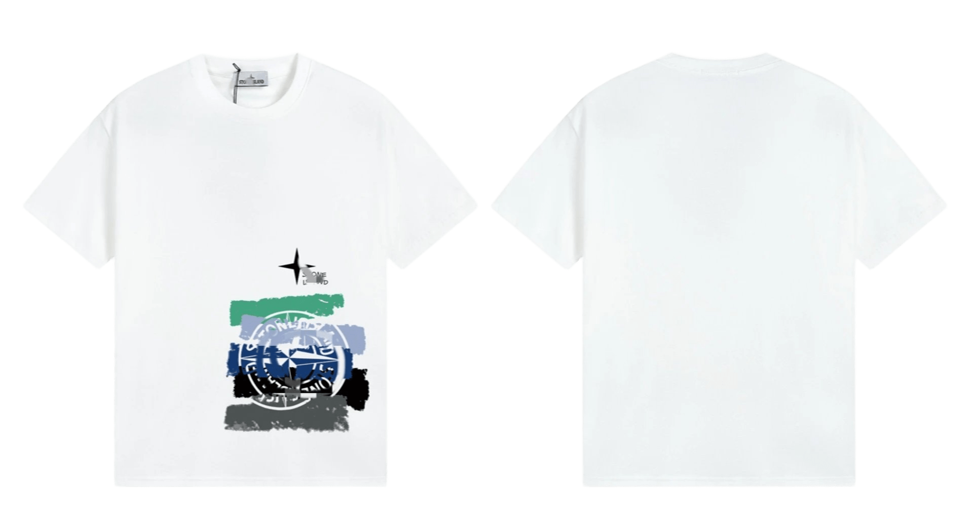 Stone Island Men's & Women's White Cotton Tee, Iconic Logo