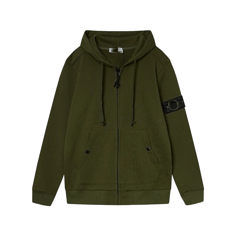 Stone Island Military Green Warm Zip Hoodie Unisex Utility