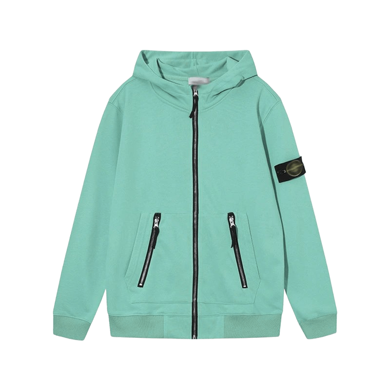 Stone Island Mint Green Hooded Jacket: Unisex Waterproof Streetwear