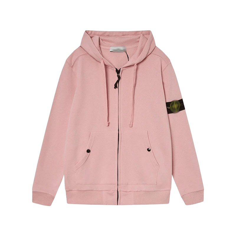 Stone Island Pink Fleece Zip Hoodie: Unisex Street Style
