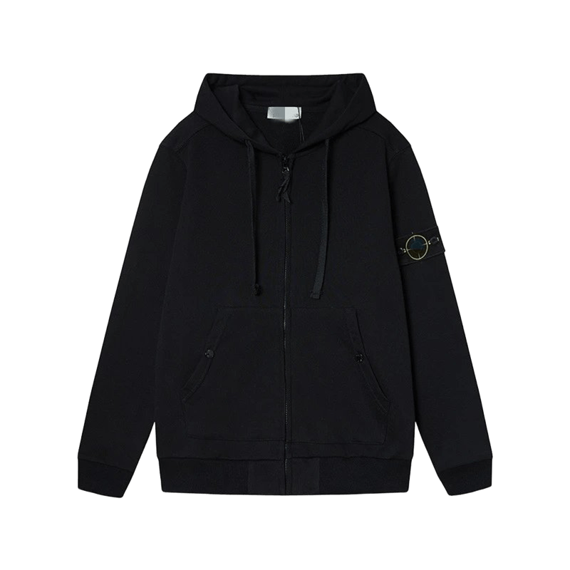 Stone Island Unisex Black Winter Hooded Jacket w/ Badge
