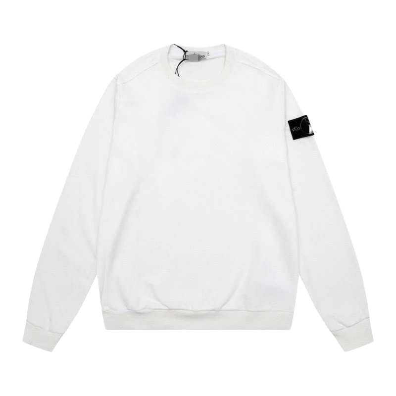 Stone Island White Hoodie: Unisex Cozy Streetwear with Iconic Patch