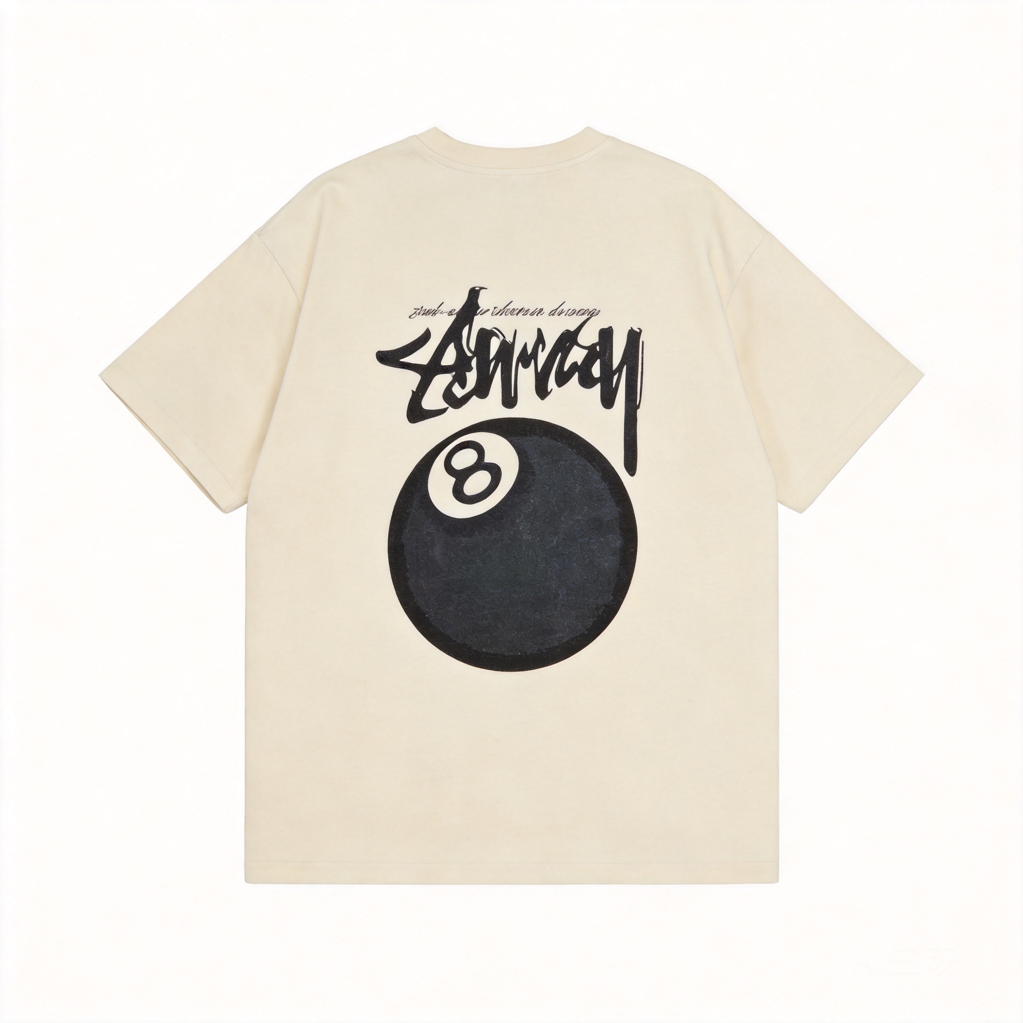 Stussy 90s Beige T-Shirt: Unisex Cotton Tee w/ Back Graphic