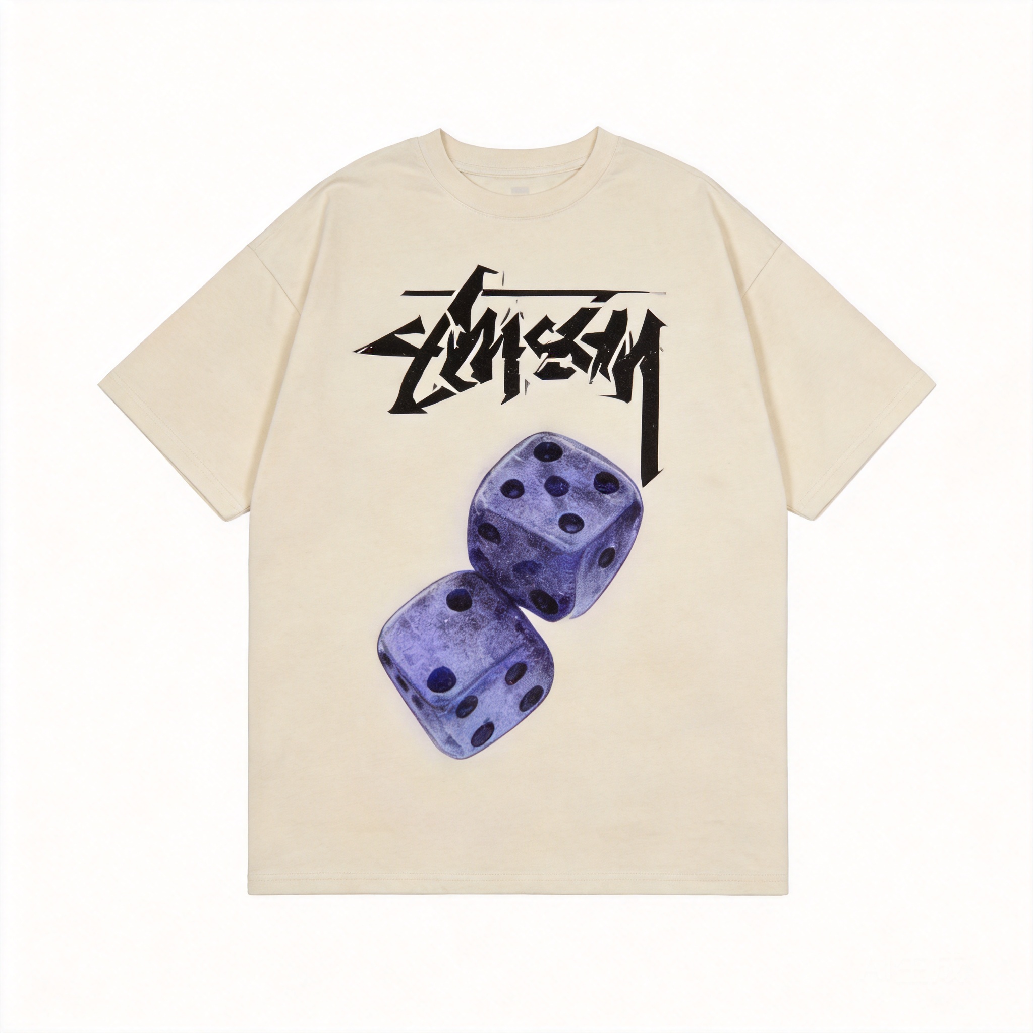 Stussy 90s Beige Unisex Top with Back Graphic Print