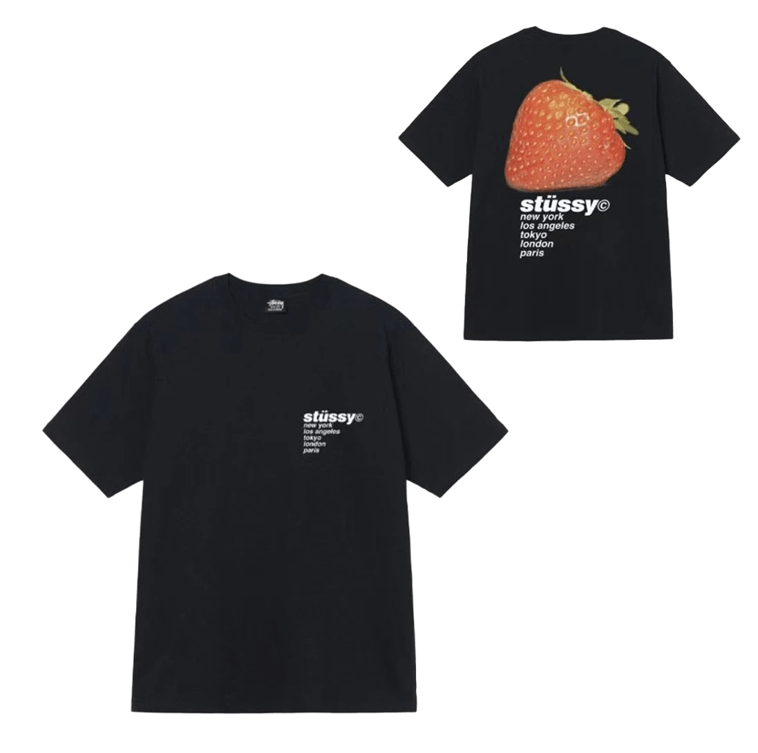 Stussy 90s Black T-Shirt: Unisex Cotton Tee w/ Logos