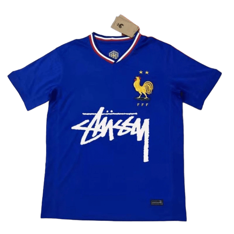 Stussy 90s Blue Cotton Football Jersey - Unisex Streetwear