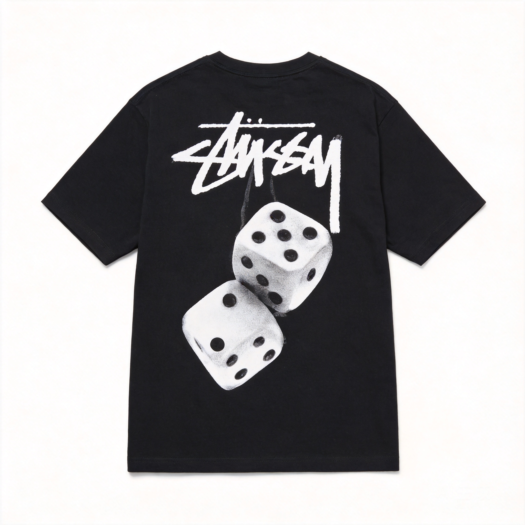 Stussy 90s Classic Black Cotton Tee Unisex Streetwear