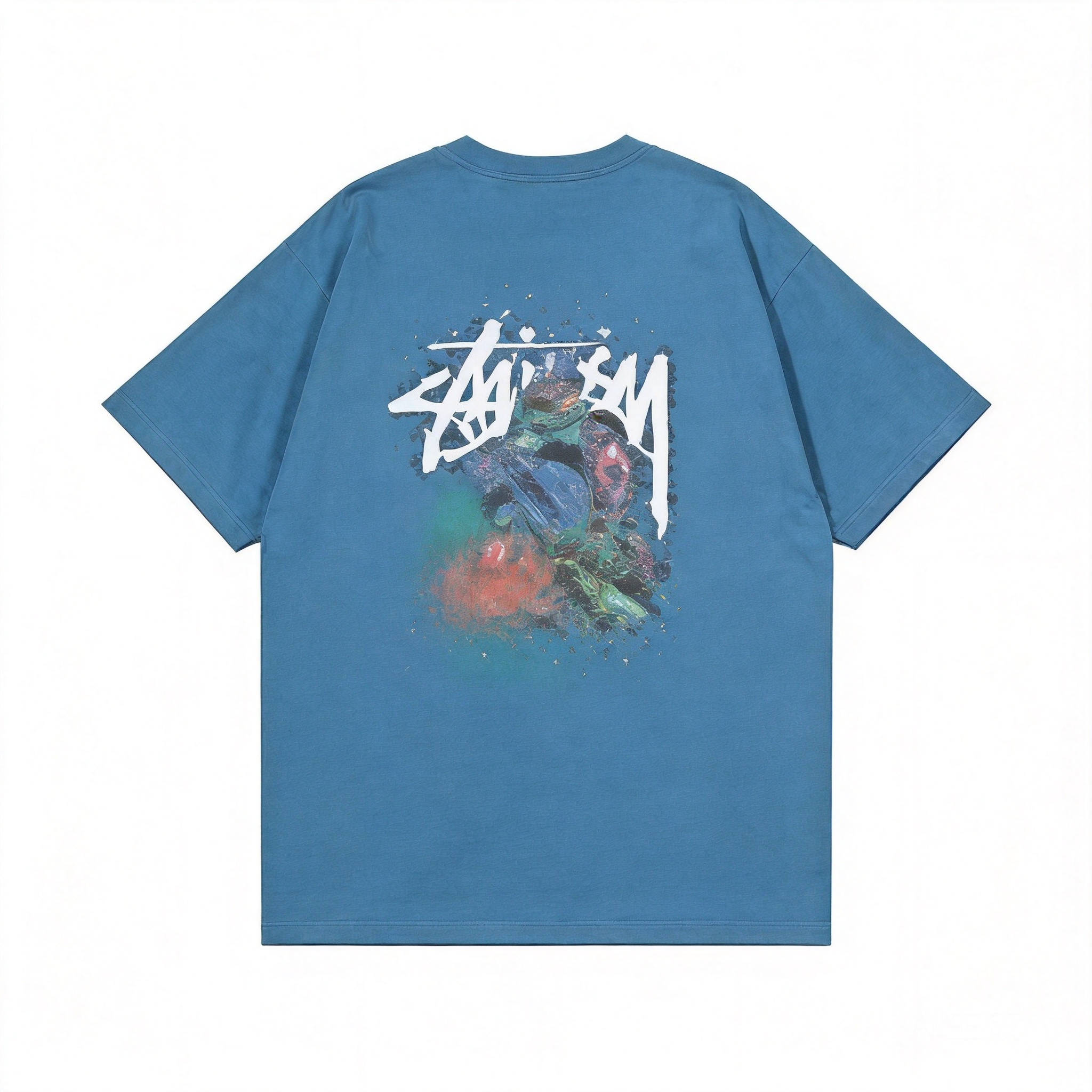 Stussy 90s Classic Blue Cotton Unisex T-Shirt