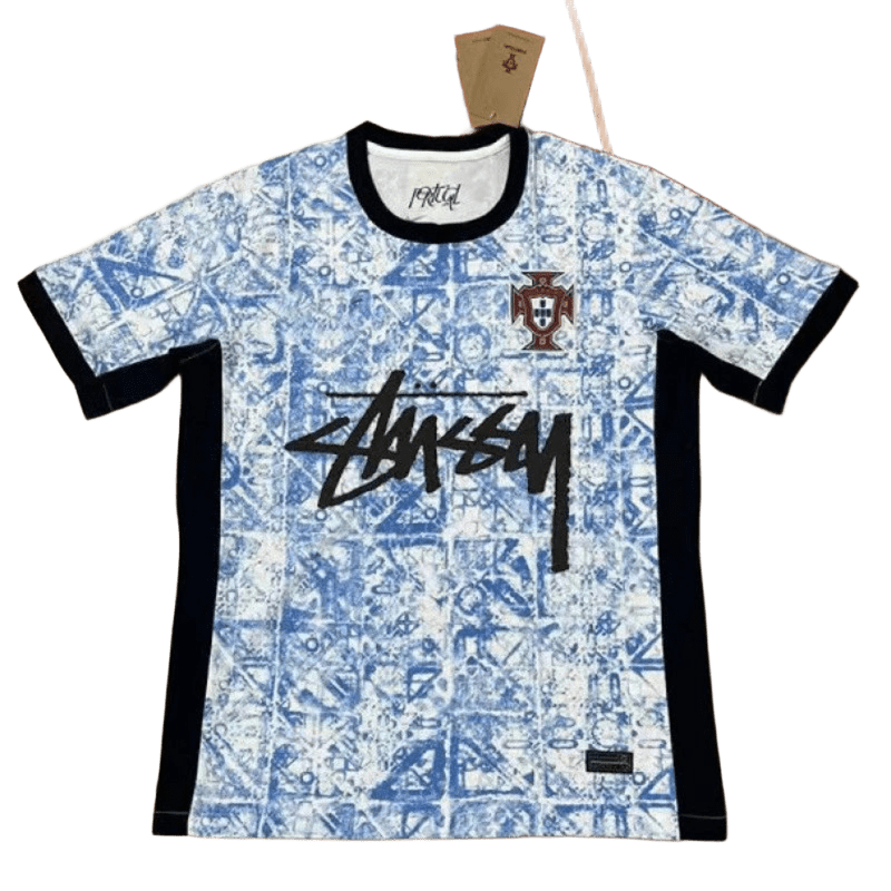 Stussy 90s Football Jersey: Blue & White, Unisex Streetwear