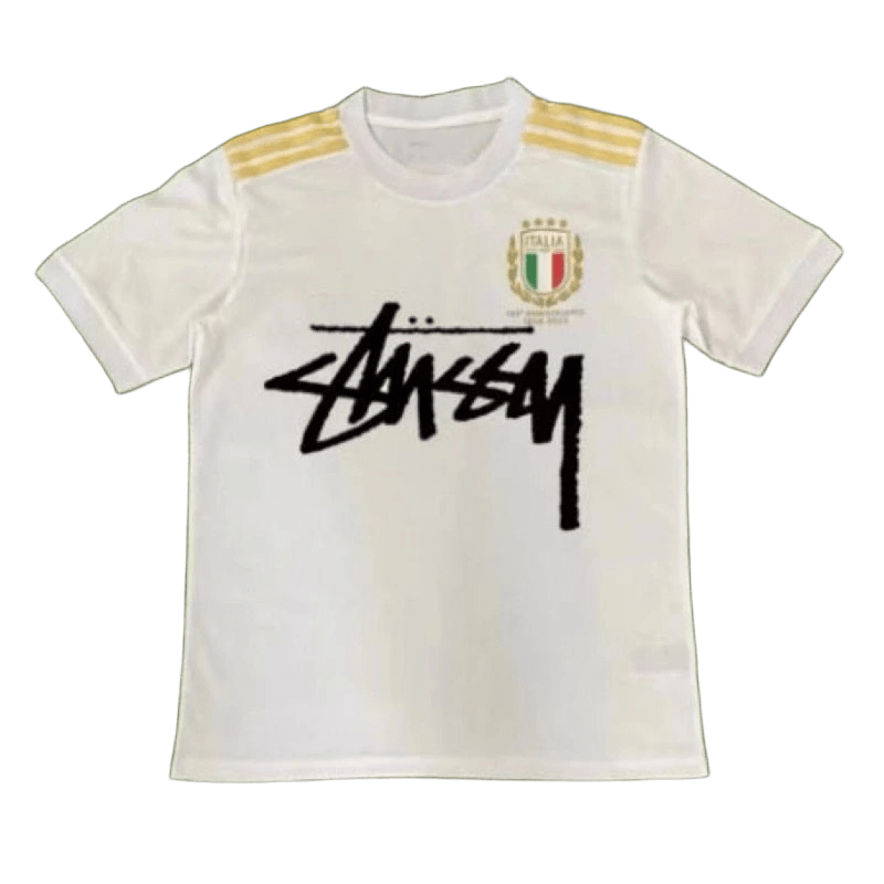 Stussy 90s Football Jersey: White Breathable Streetwear
