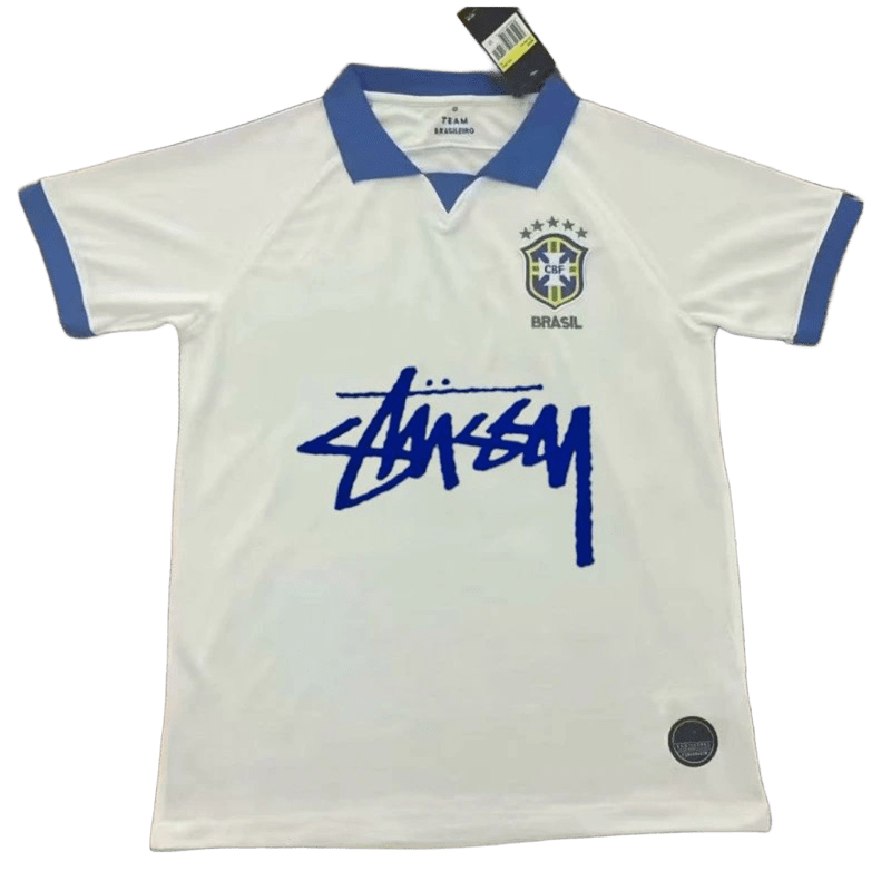 Stussy 90s Football Jersey: White Retro Streetwear