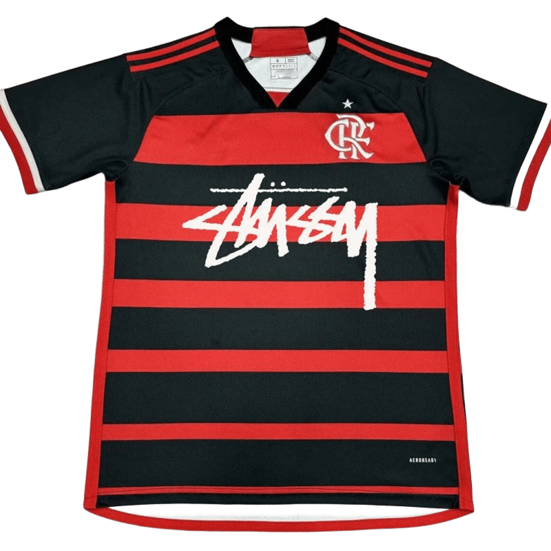 Stussy 90s Retro Football Jersey: Red/Black, Unisex Streetwear
