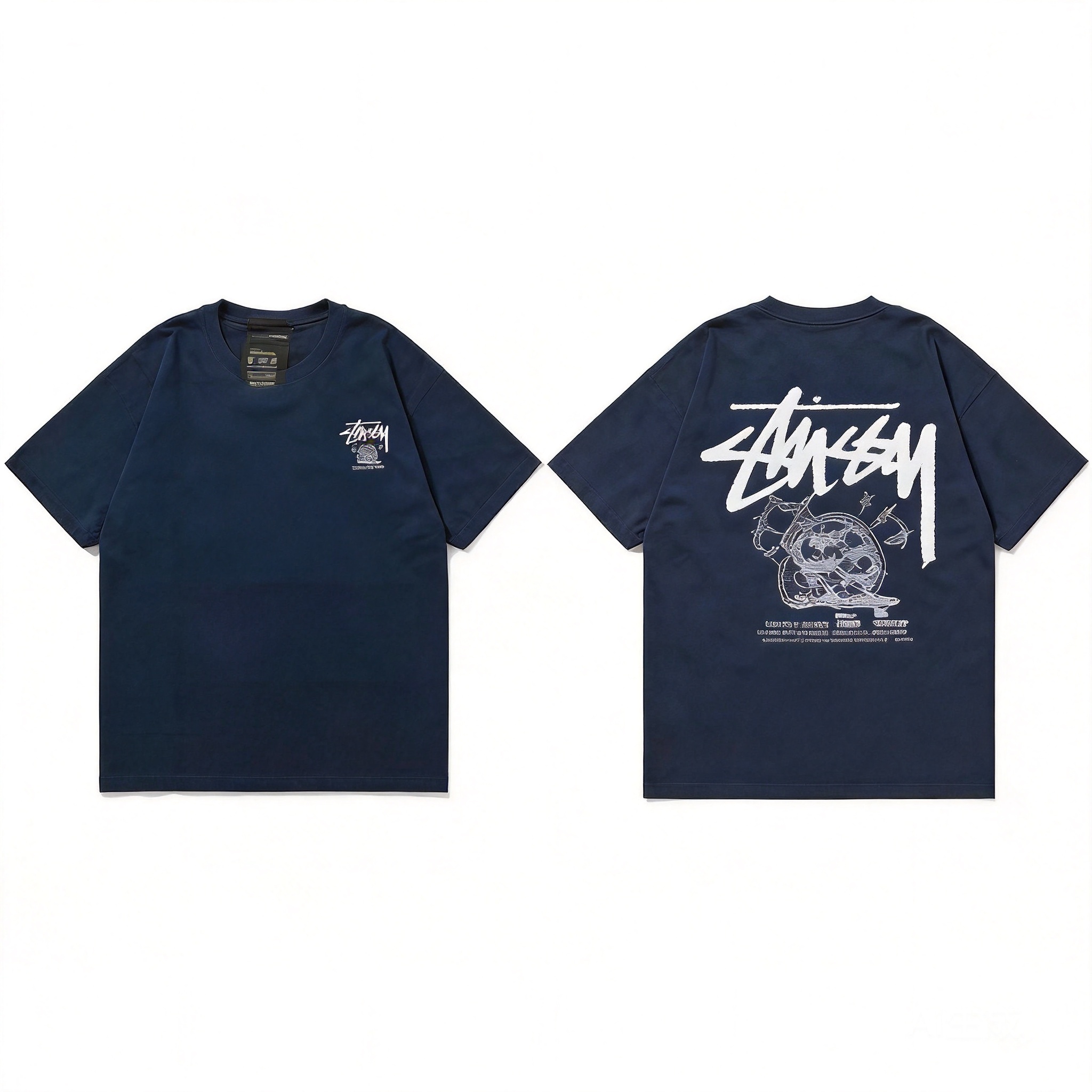 Stussy 90s Retro Unisex Streetwear: Iconic Black Collection