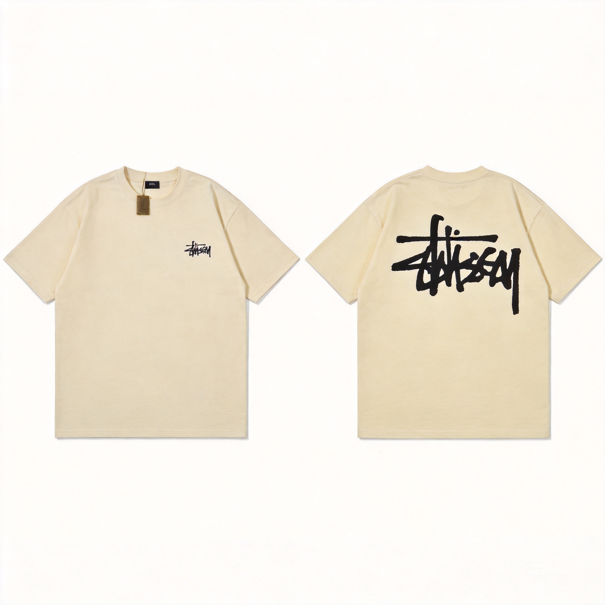 STUSSY Beige Classic Cotton T-Shirt | Unisex Streetwear