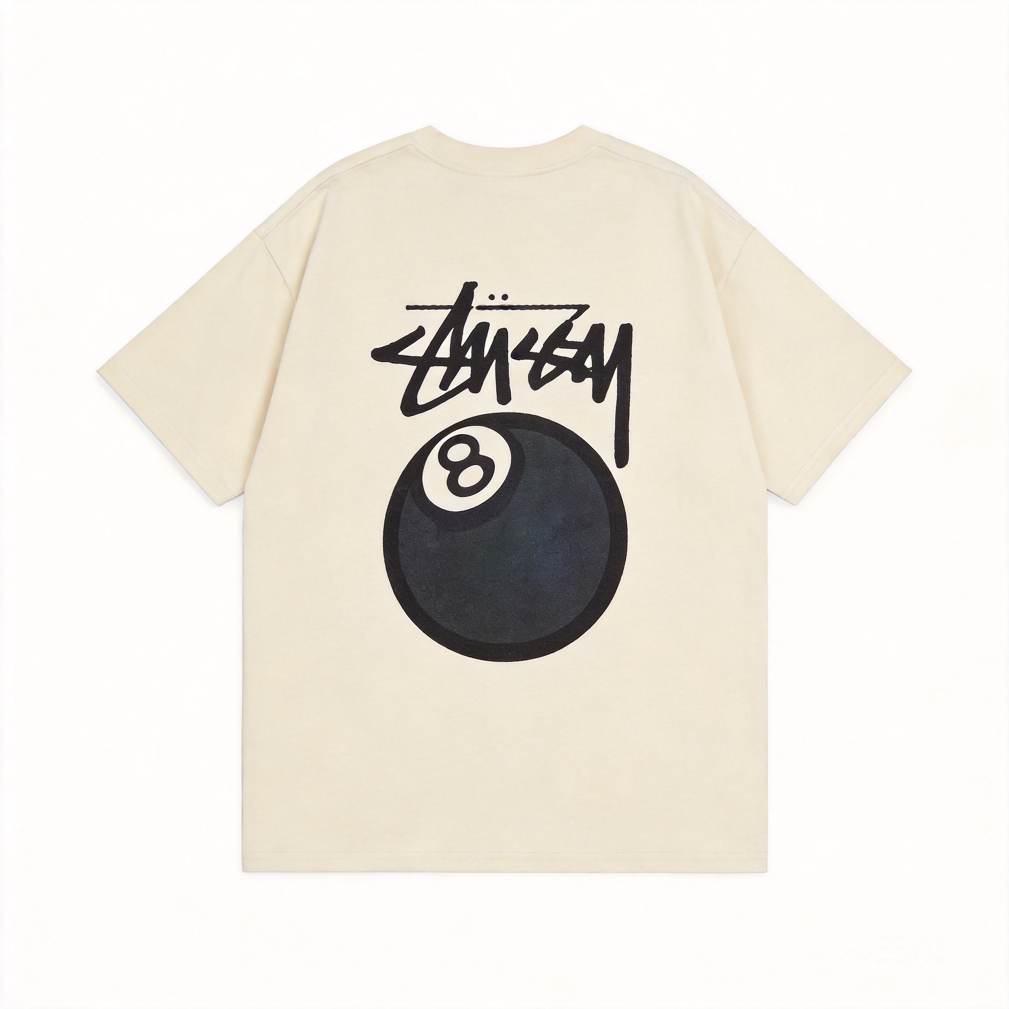 STUSSY Beige Cotton T-Shirt Unisex Streetwear Logo