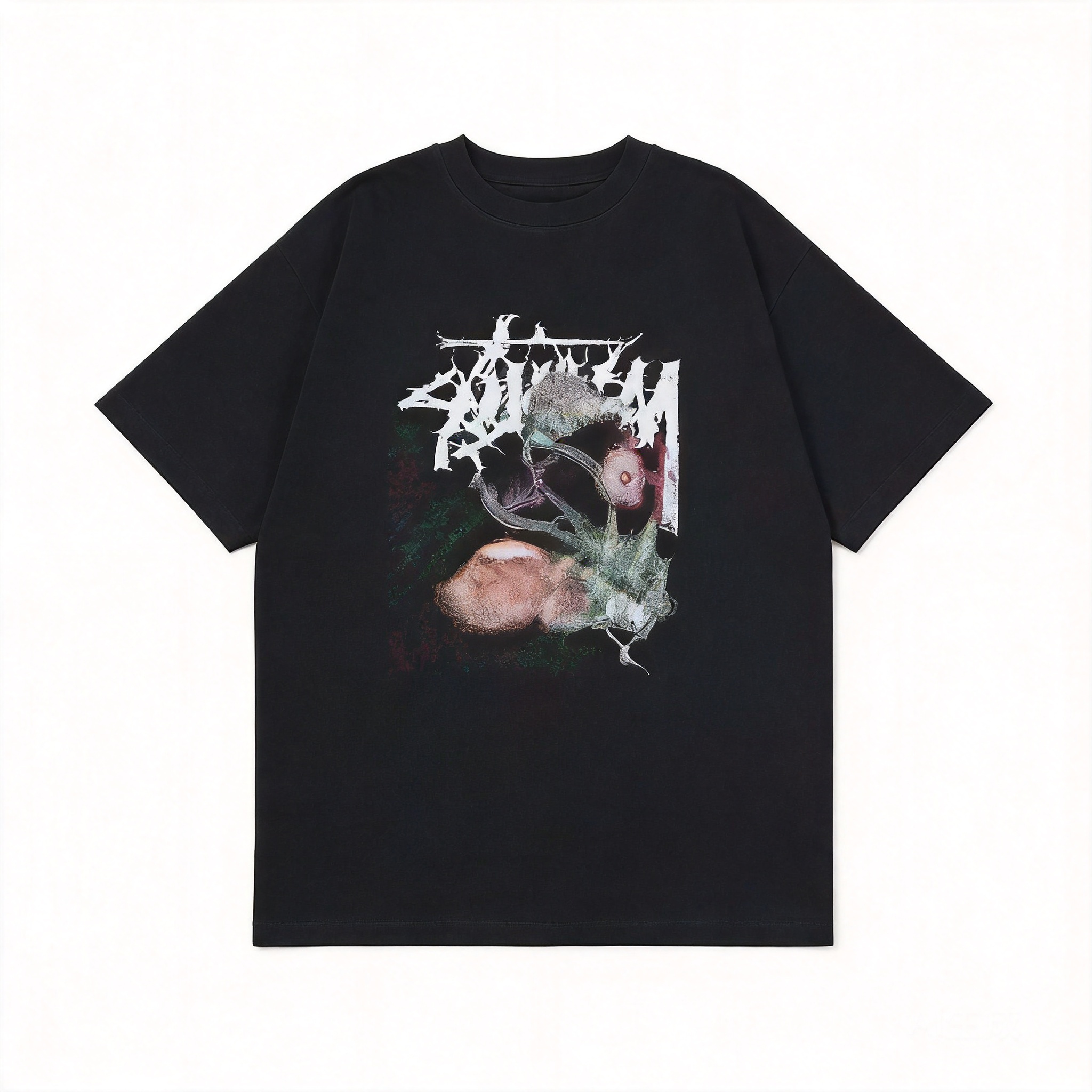 Stussy Black Cotton T-Shirt: 90s Retro Unisex Streetwear