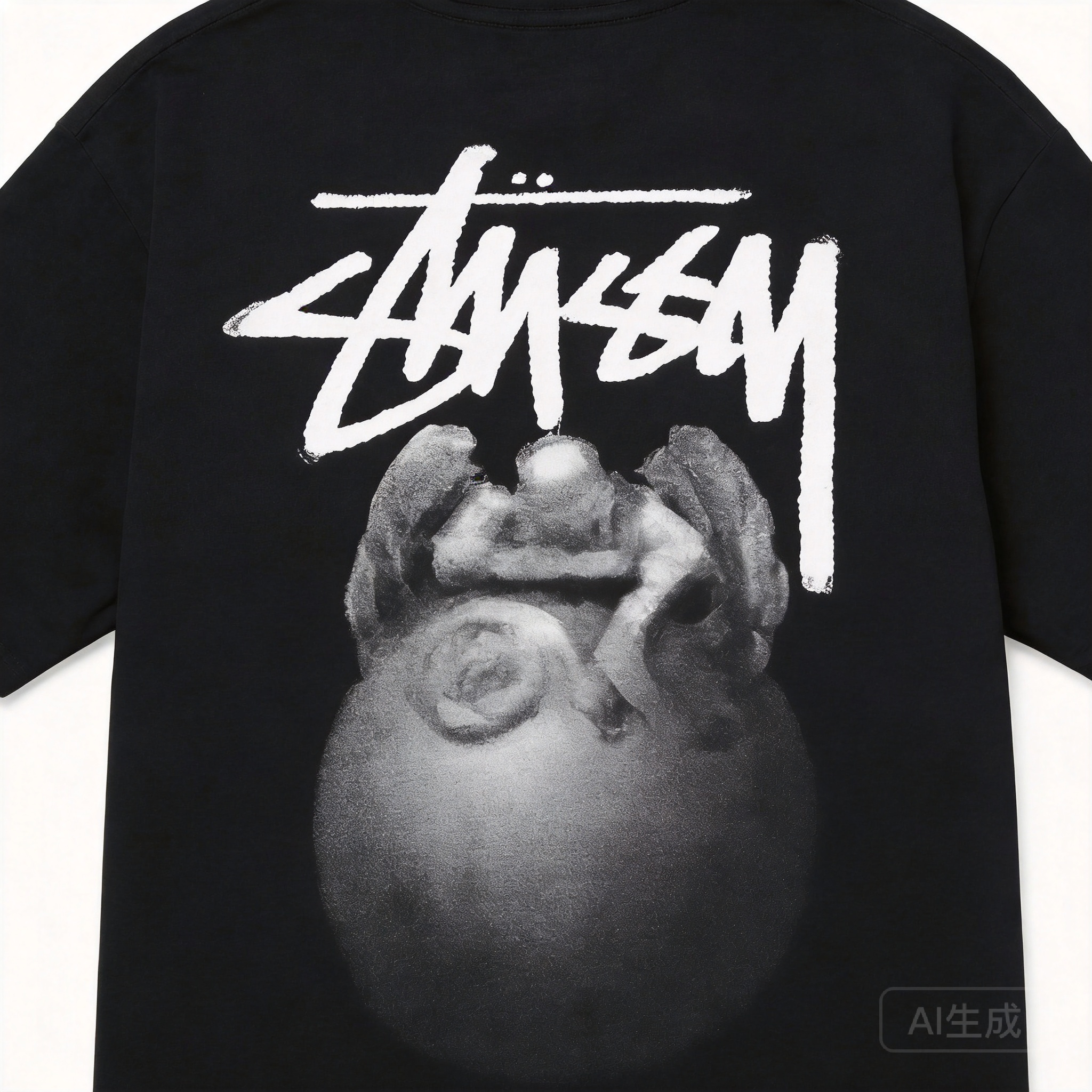 STUSSY Black Cotton T-Shirt: Unisex 90s Streetwear