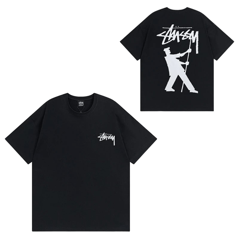 Stussy Black Cotton T-Shirt: Unisex Vintage Streetwear Tee
