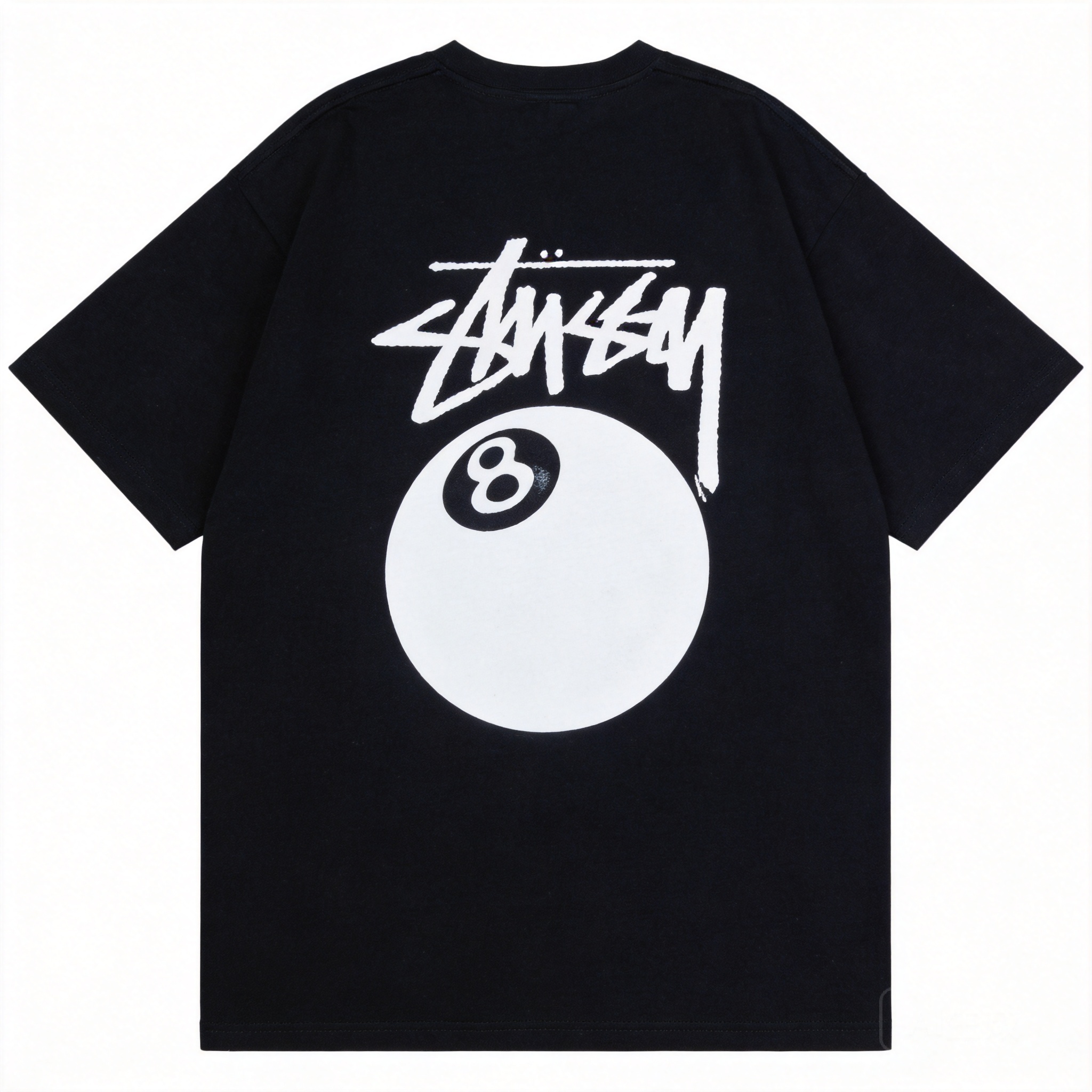 Stussy Black Cotton Tee: Iconic Logo Streetwear