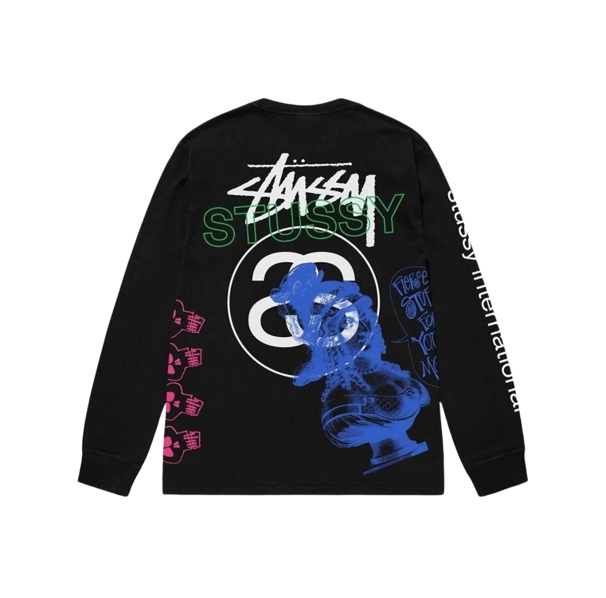 Stussy Black Long Sleeve T-Shirt | 90s Graphic Tee | Unisex