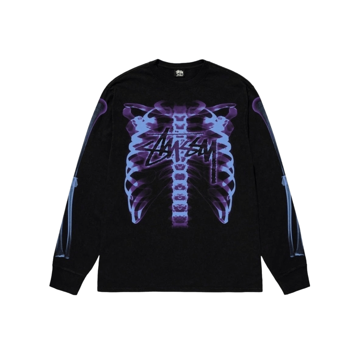 Stussy Black Skeleton Graphic Long Sleeve Cotton Tee