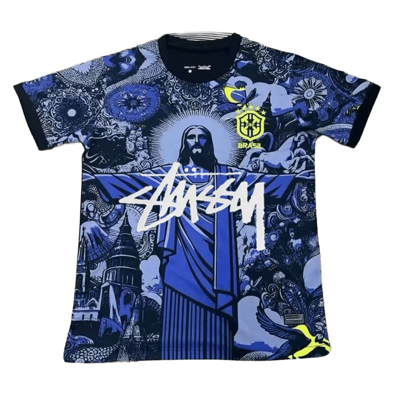 Stussy Blue-Black Cotton Logo Print Streetwear T-Shirt