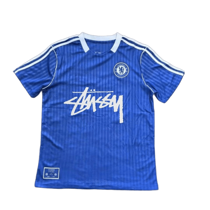 Stussy Blue Breathable Football Jersey: Unisex Streetwear