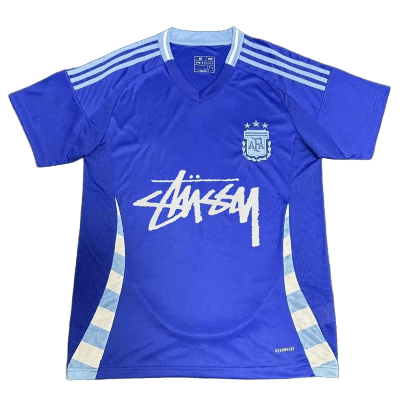 Stussy Blue Football Jersey: Breathable Streetwear Top