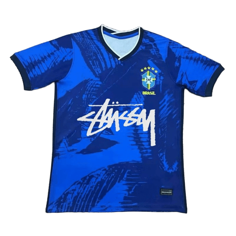Stussy Blue Soccer Jersey: V-Neck, Street Style, Unisex
