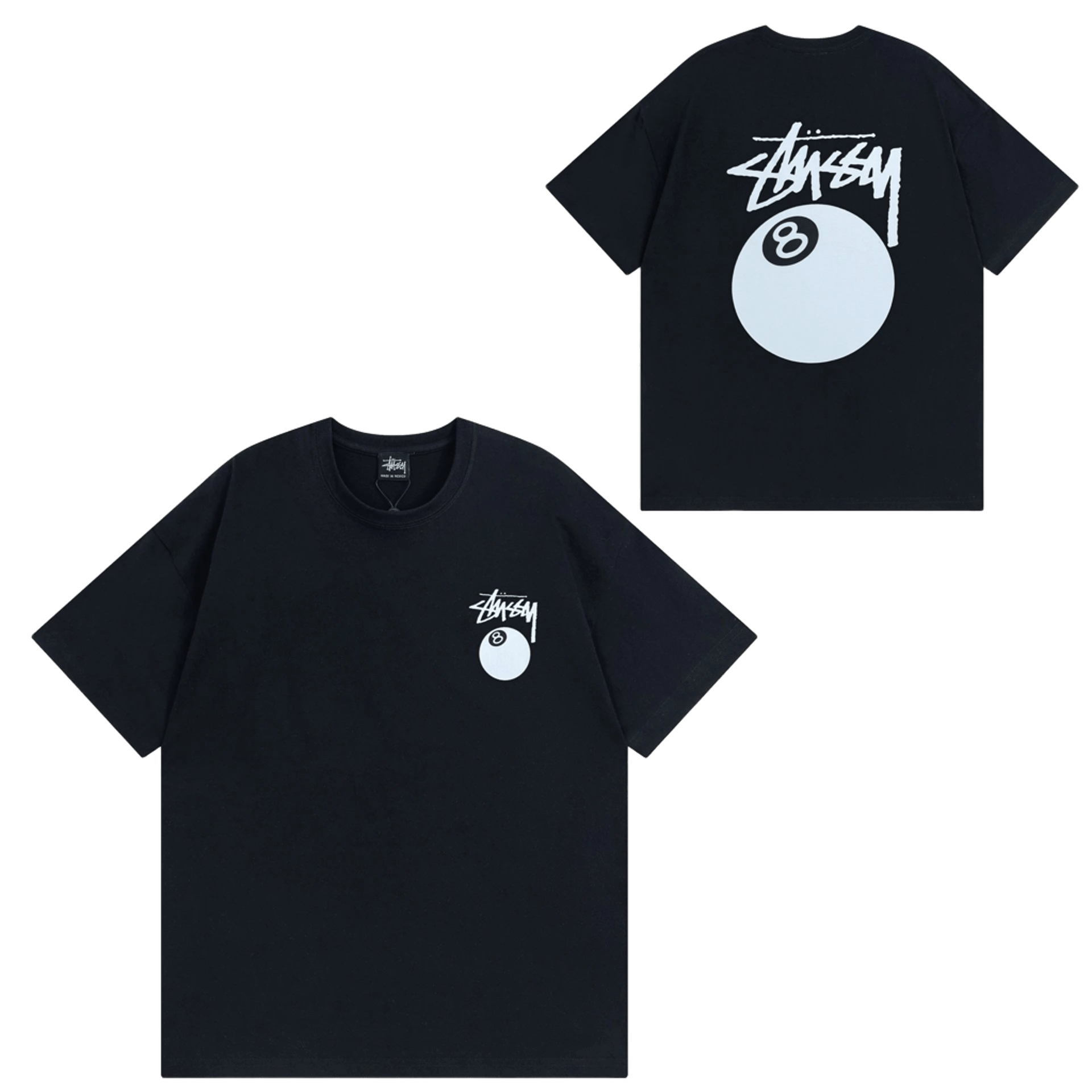 Stussy Classic 90s Black T-Shirt with 8-Ball Print