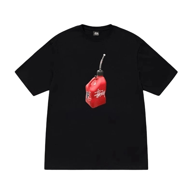 Stussy Classic Black Cotton Tee: Relaxed Fit, Red Logo