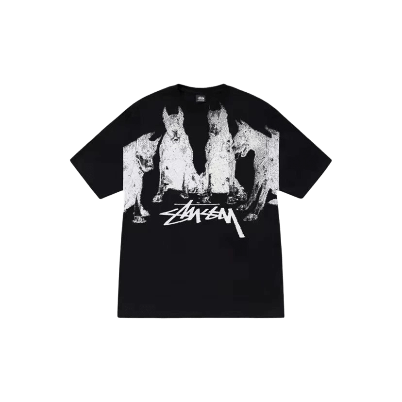 Stussy Classic Black T-Shirt: Iconic Dog Logo, Unisex Vintage Streetwear