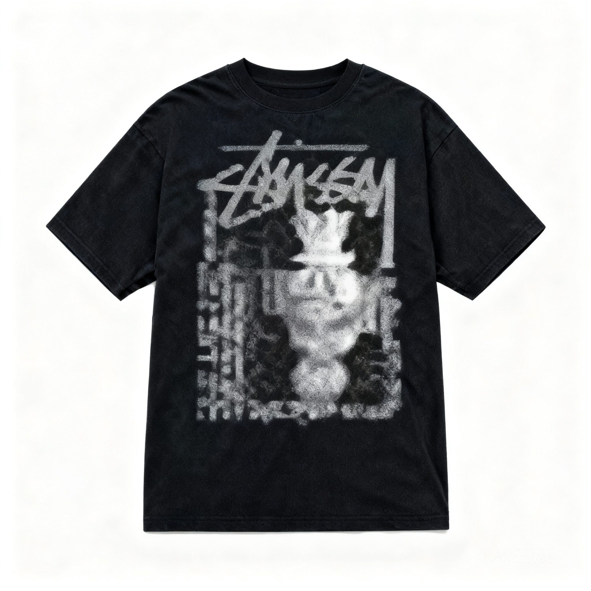 Stussy Classic Black Tee: Cotton Streetwear, Unisex 90s Style