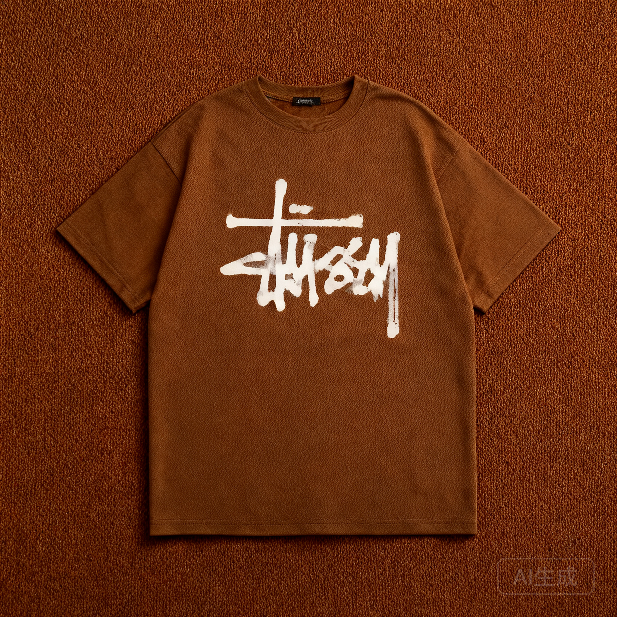 Stussy Classic Brown 90s Retro Cotton T-Shirt Unisex