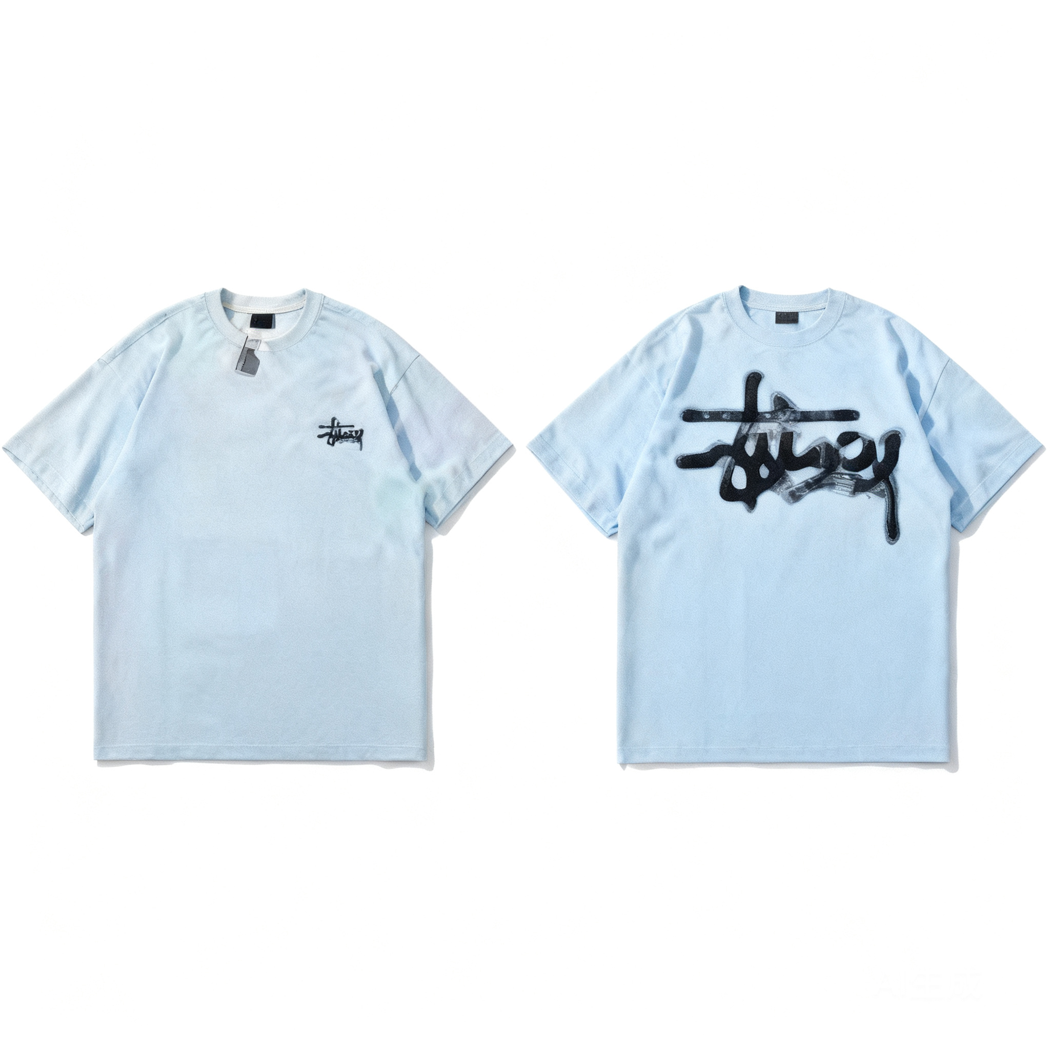 Stussy Classic Light Blue Cotton T-Shirt | Streetwear
