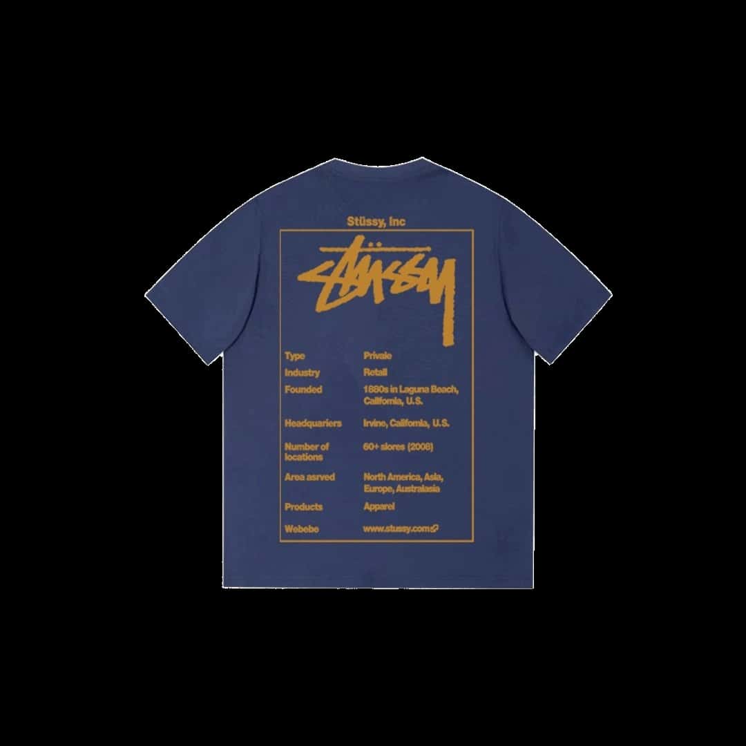 Stussy Classic Navy T-Shirt: Gold Logo, Unisex Cotton Tee