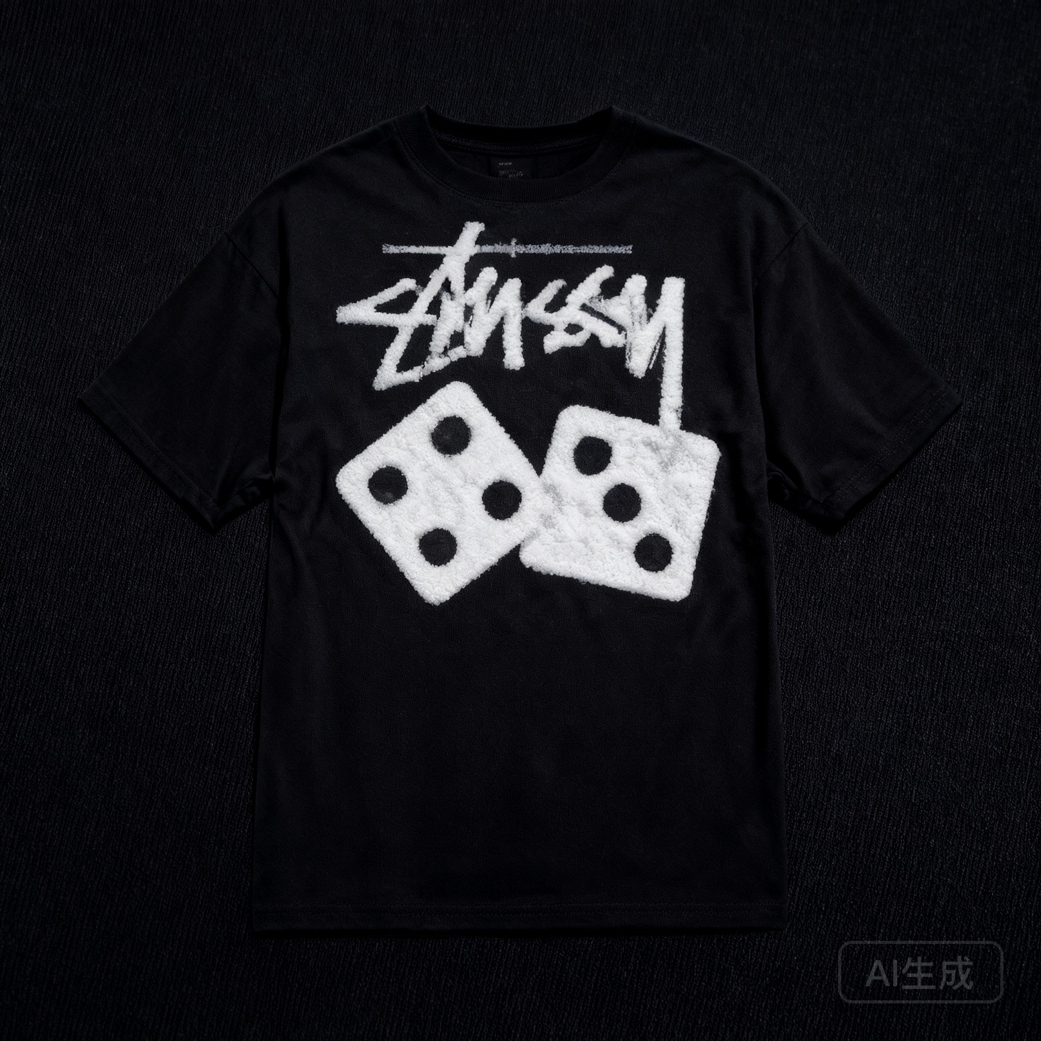 Stussy Dice Print Black Cotton T-Shirt: Unisex 90s Streetwear