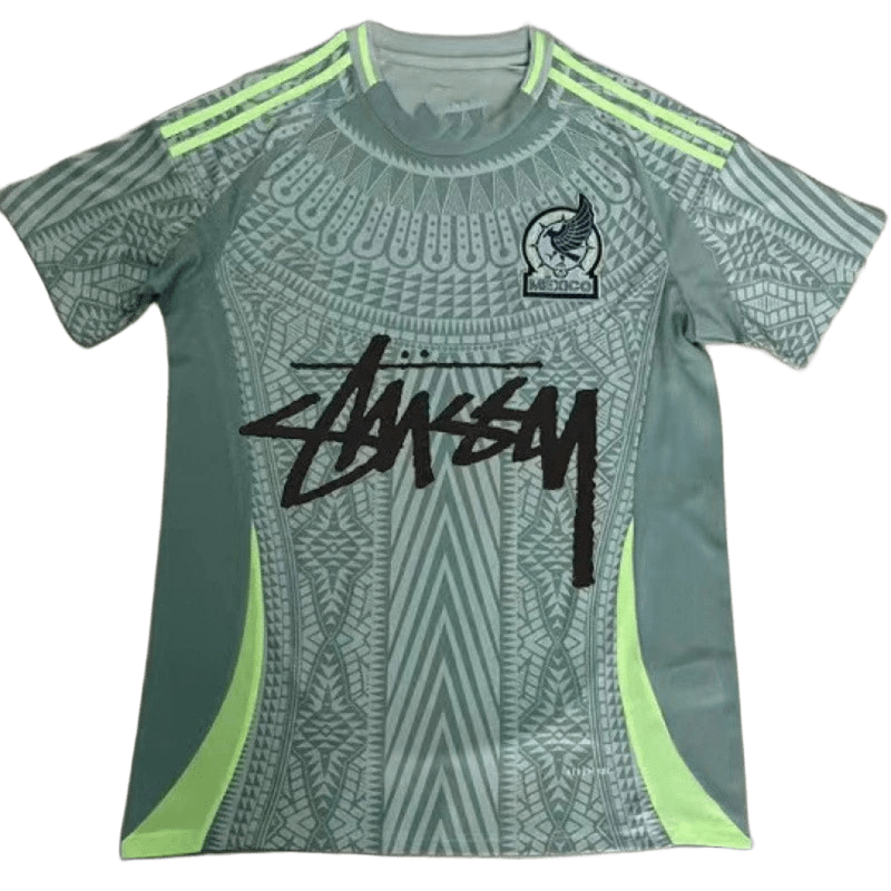 Stussy Grey Green Soccer Jersey: Breathable Quick-Dry Streetwear