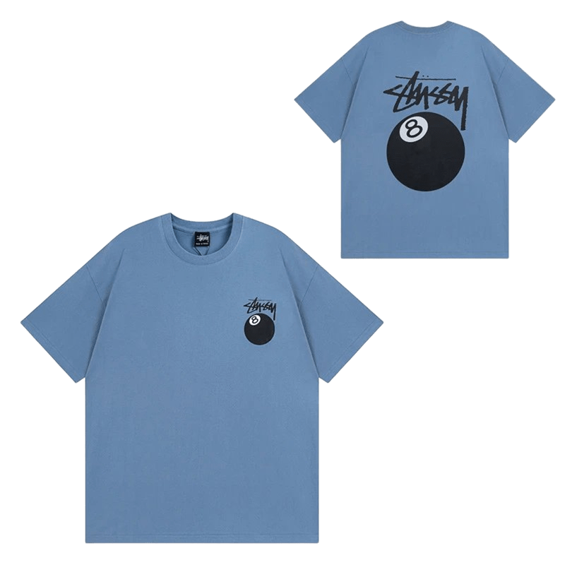 Stussy Light Blue Cotton Tee: '90s Graffiti Streetwear