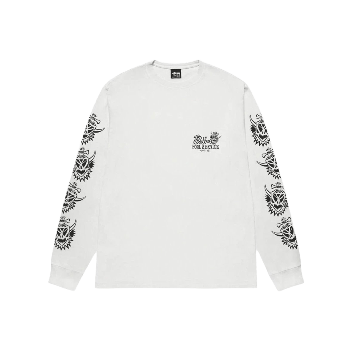 Stussy Pool Service 90s Retro Long Sleeve Cotton Tee