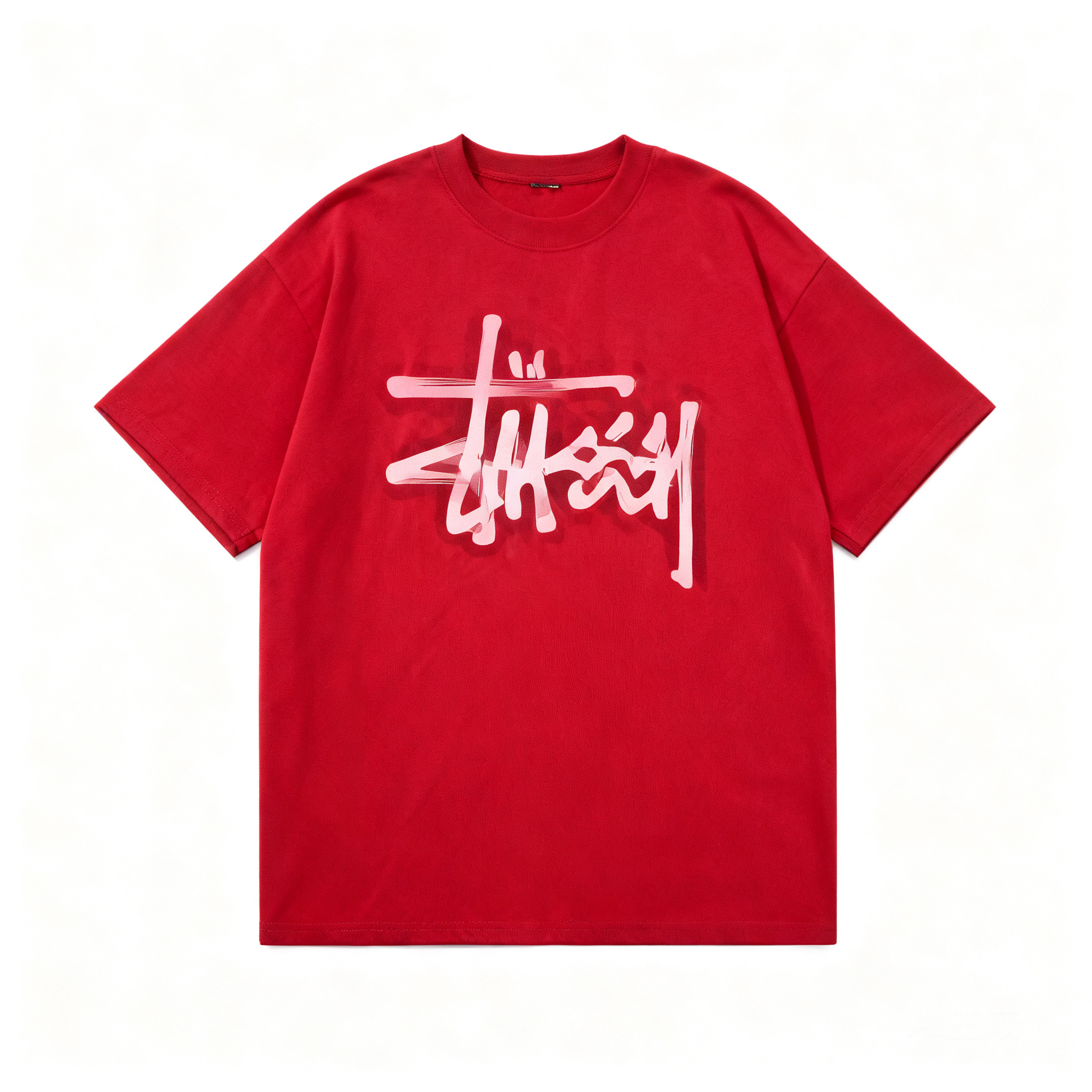 STUSSY Red Cotton Classic Logo T-Shirt: Unisex Streetwear