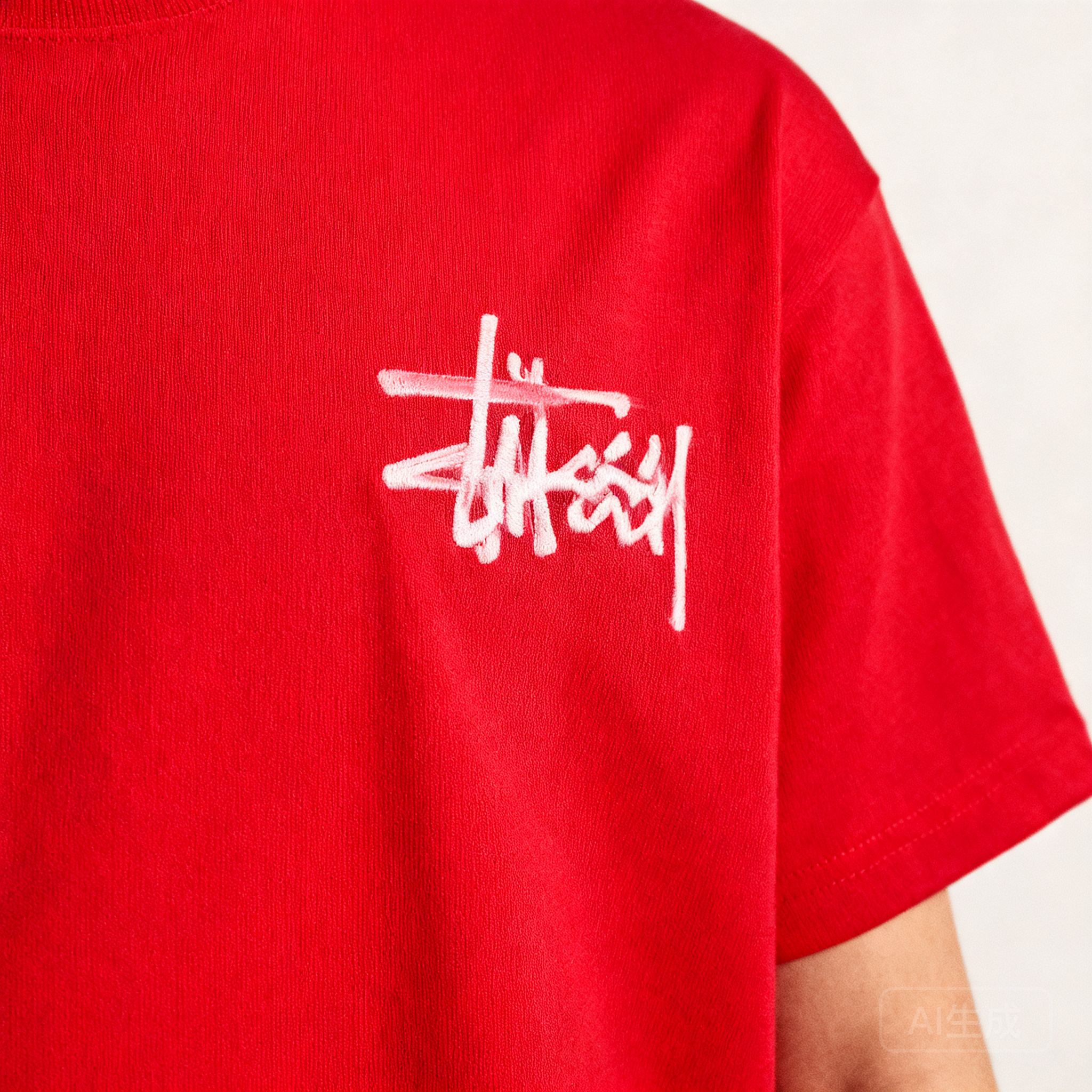 Stussy Red Cotton T-Shirt: Iconic Logo, Unisex Streetwear