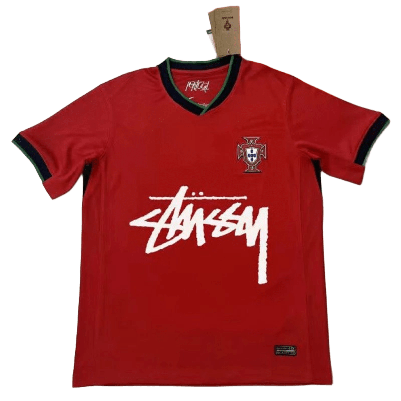 Stussy Red Football Jersey: Retro Streetwear, Unisex