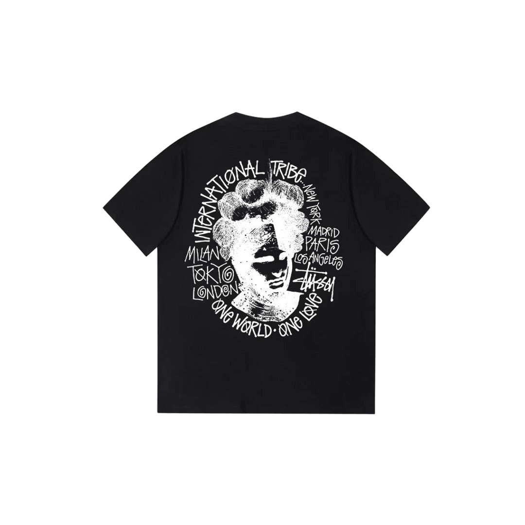Stussy Tribe Black Cotton Tee: Unisex 90s Streetwear