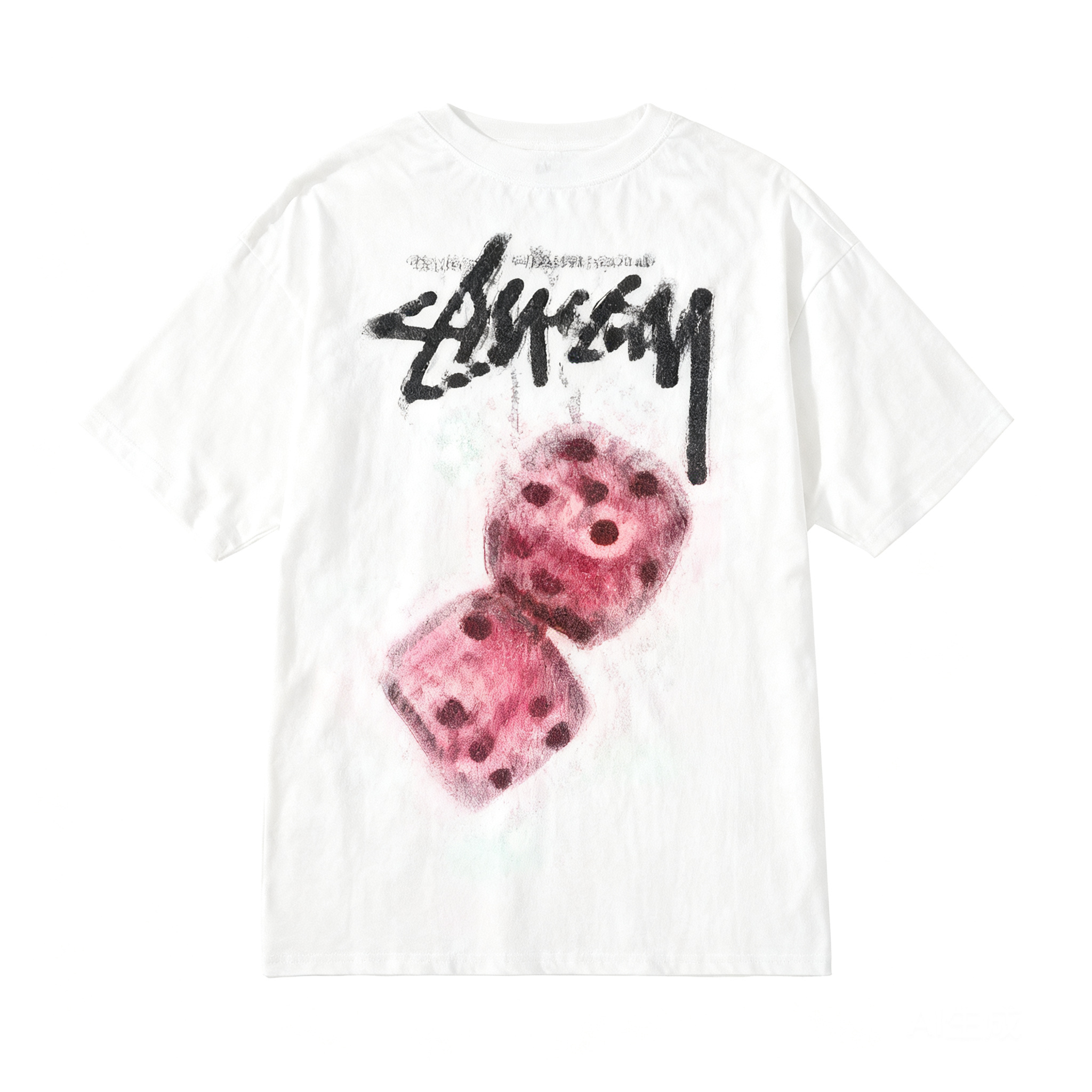 Stussy White Classic Tee 90s Retro Rose Graphic Cotton Streetwear