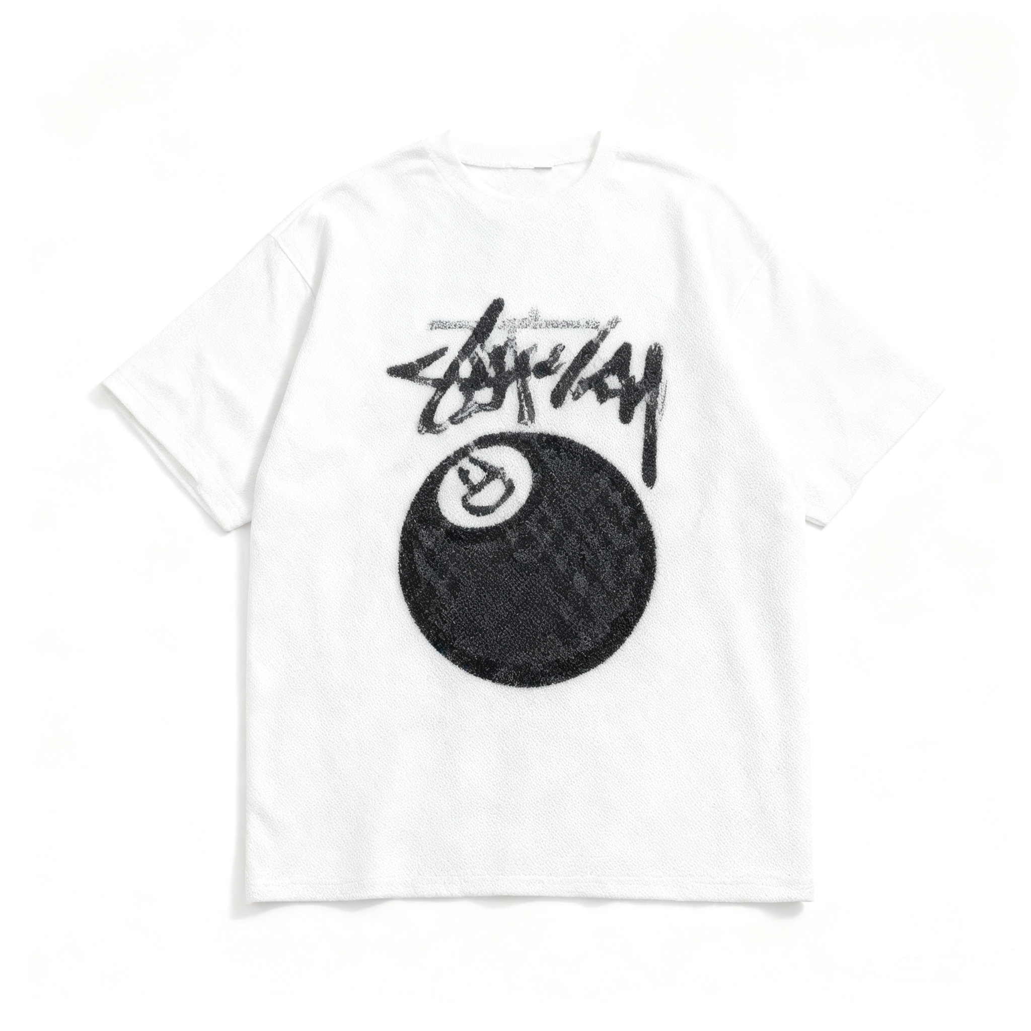 Stussy White Cotton Classic Unisex Tee with Logo